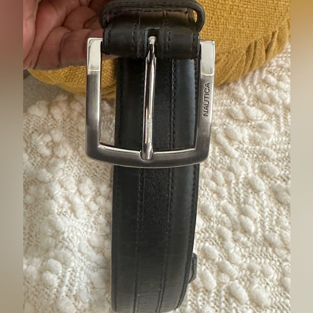 Nautica V-Victor ACC Black Leather Belt 36